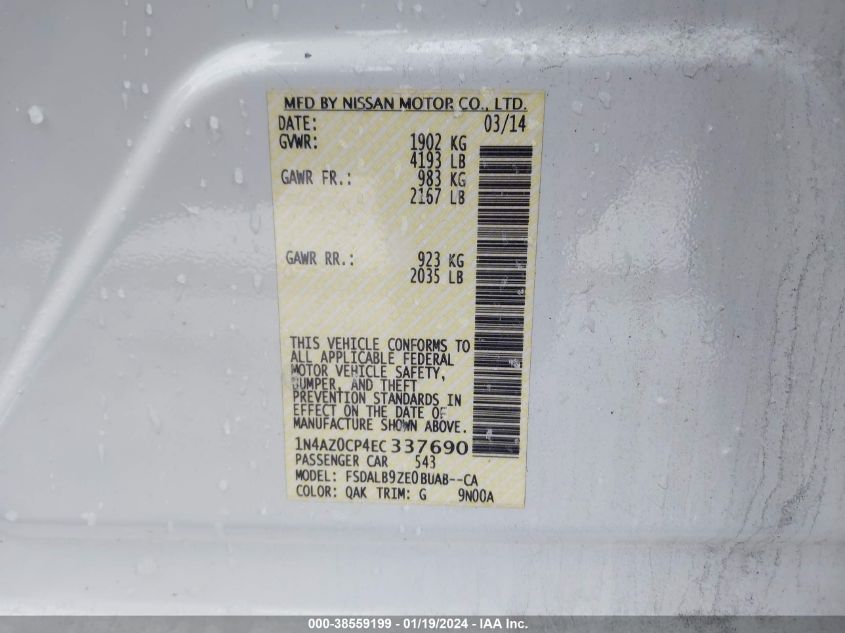 2014 NISSAN LEAF S - 1N4AZ0CP4EC337690