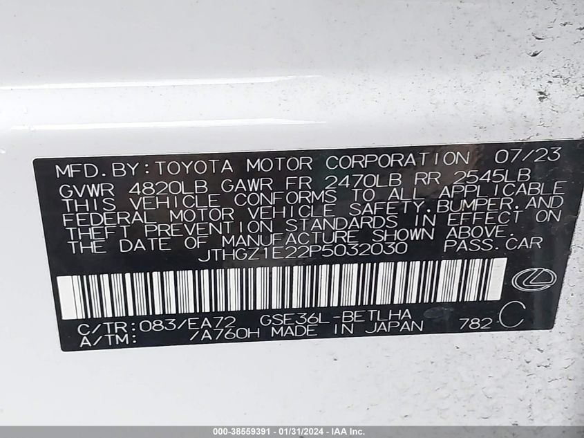 2023 LEXUS IS 350 F SPORT - JTHGZ1E22P5032030