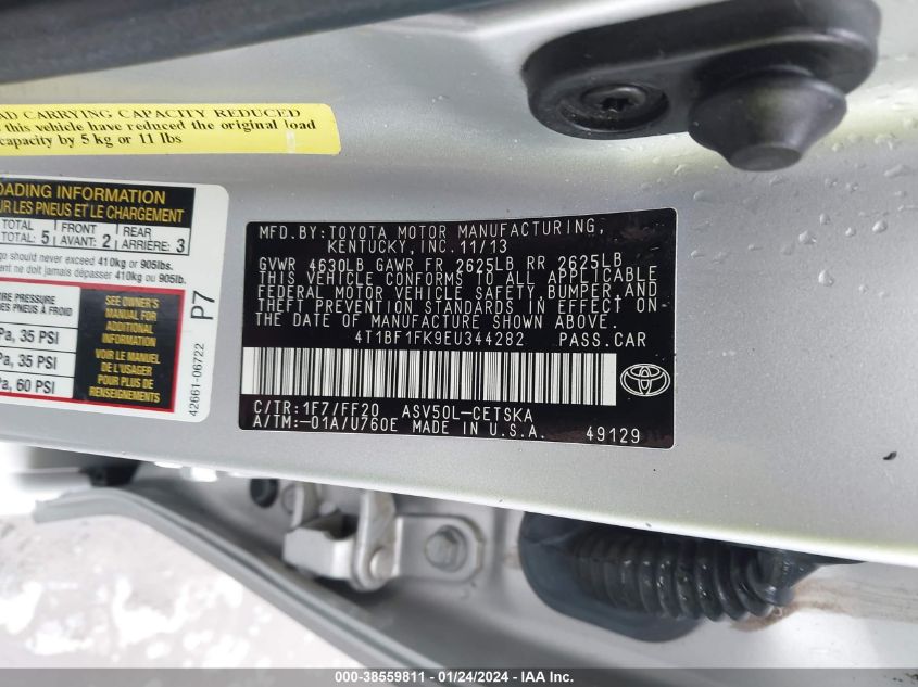 2014 TOYOTA CAMRY SE - 4T1BF1FK9EU344282