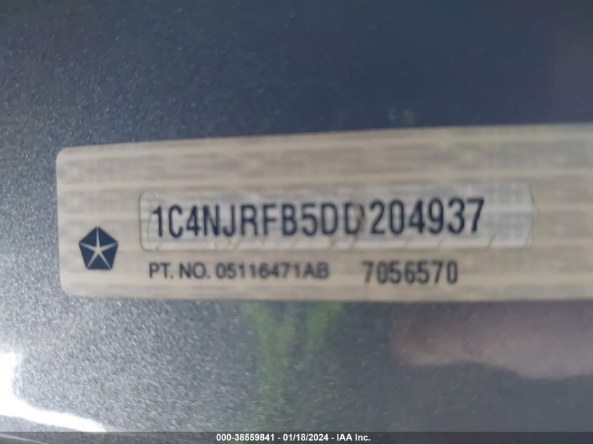 2013 JEEP PATRIOT LATITUDE - 1C4NJRFB5DD204937