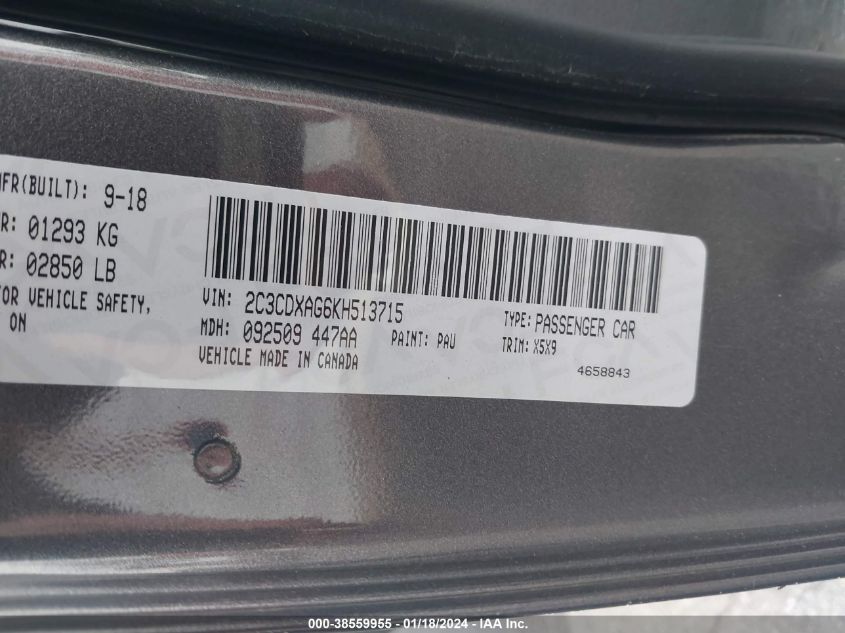 2019 DODGE CHARGER POLICE - 2C3CDXAG6KH513715