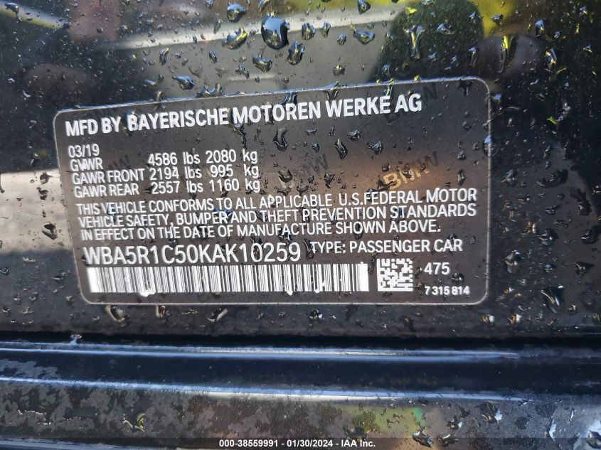 2019 BMW 330I - WBA5R1C50KAK10259