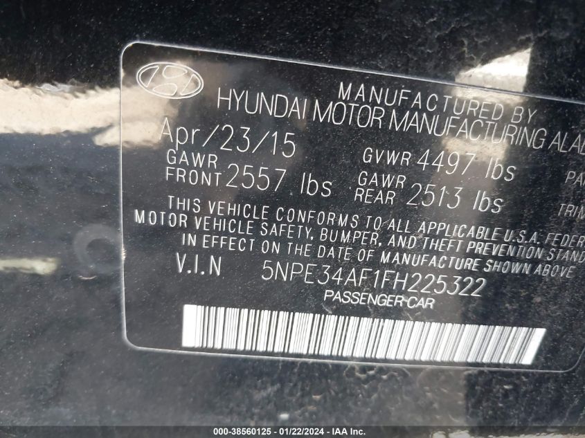 2015 HYUNDAI SONATA SPORT - 5NPE34AF1FH225322