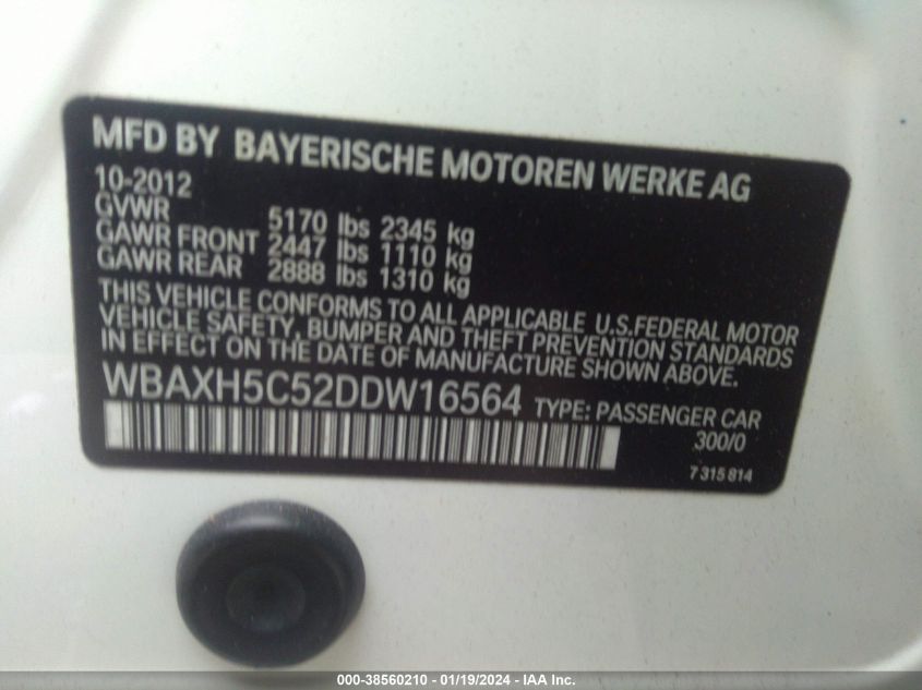 2013 BMW 528I XDRIVE - WBAXH5C52DDW16564