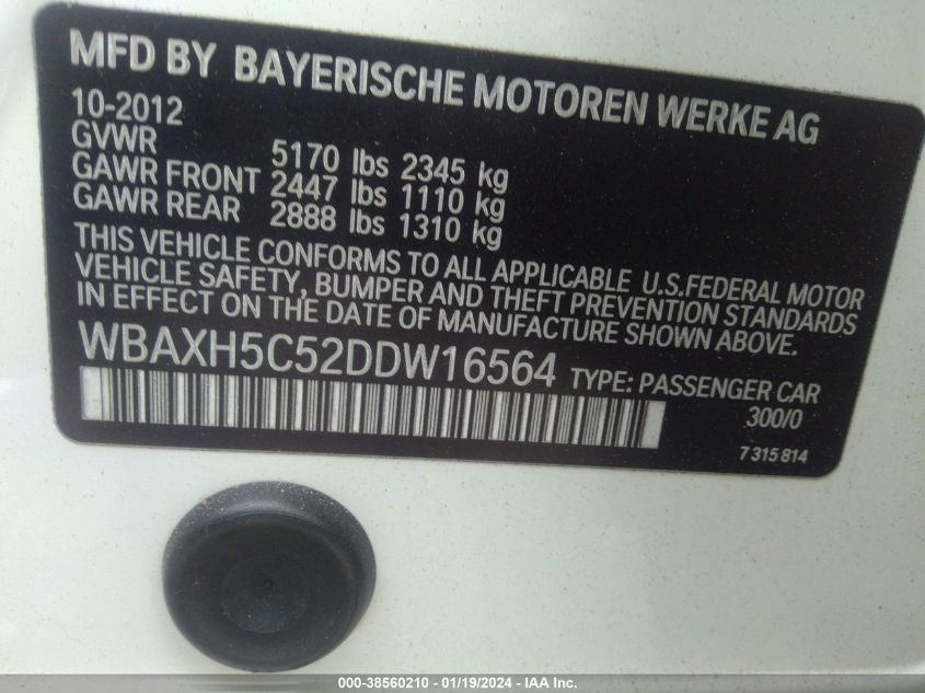 2013 BMW 528I XDRIVE - WBAXH5C52DDW16564