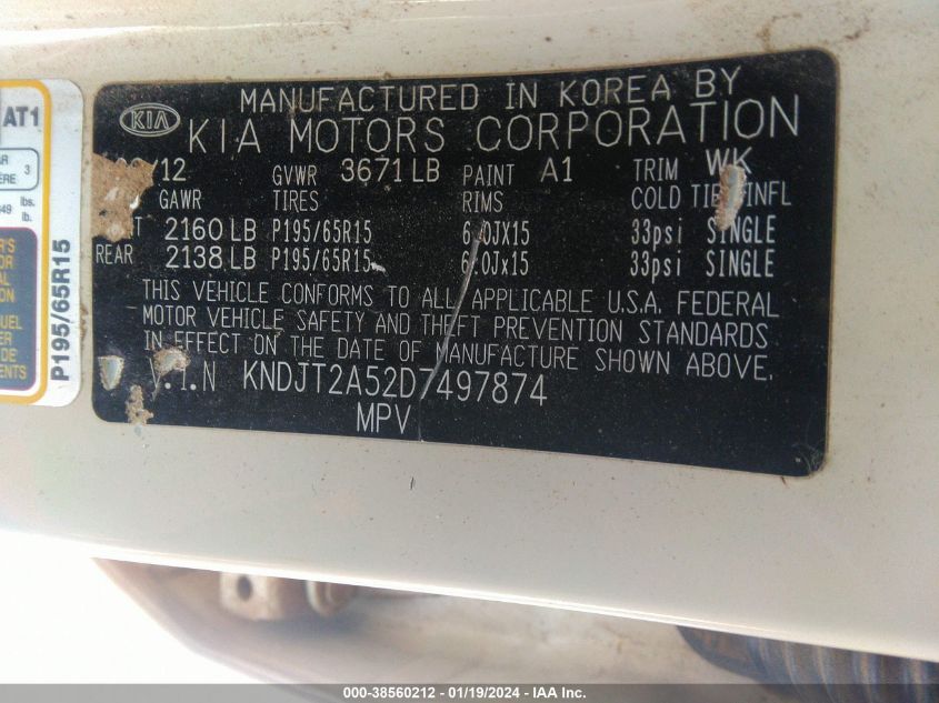 2013 KIA SOUL - KNDJT2A52D7497874