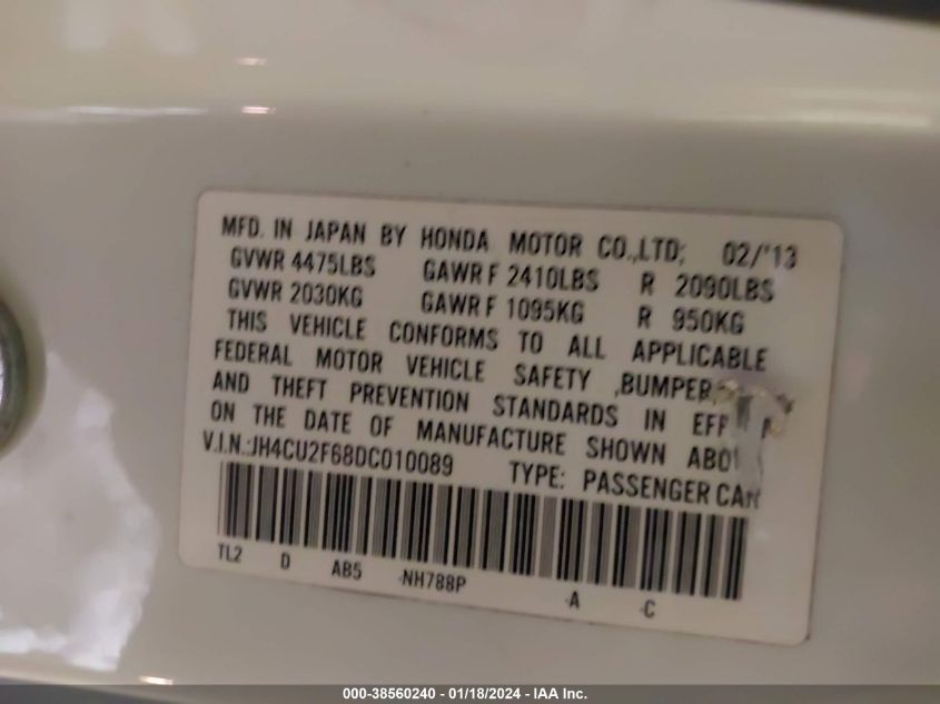 2013 ACURA TSX 2.4 - JH4CU2F68DC010089