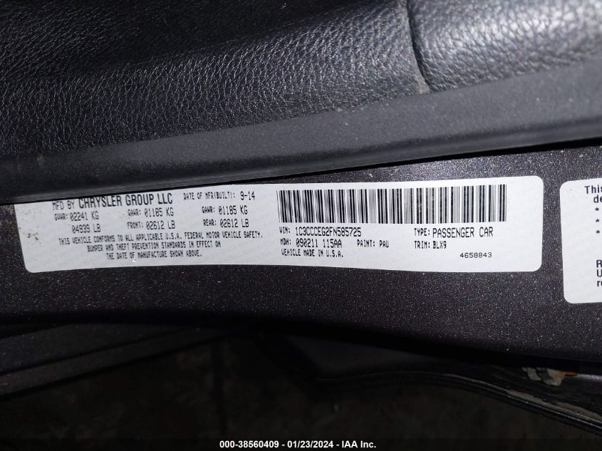 2015 CHRYSLER 200 C - 1C3CCCEG2FN585725