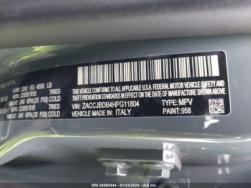 2017 JEEP RENEGADE LIMITED 4X4 - ZACCJBDB4HPG11804
