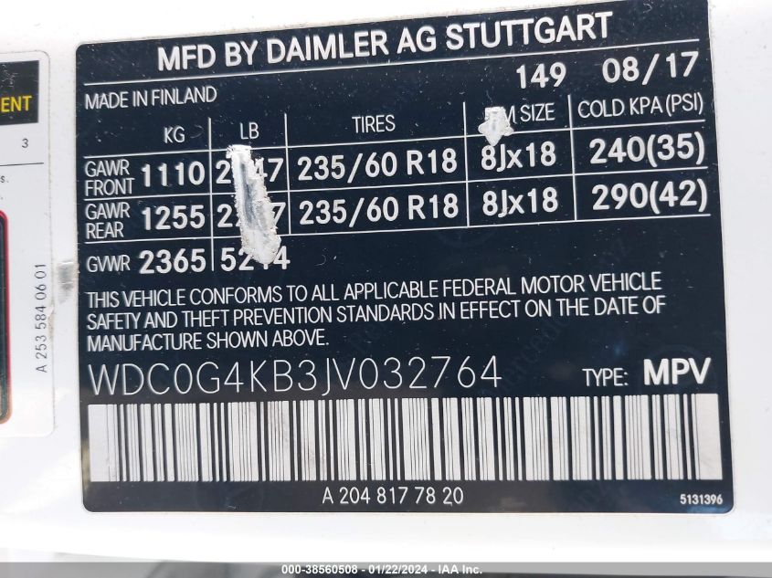 2018 MERCEDES-BENZ GLC 300 4MATIC - WDC0G4KB3JV032764