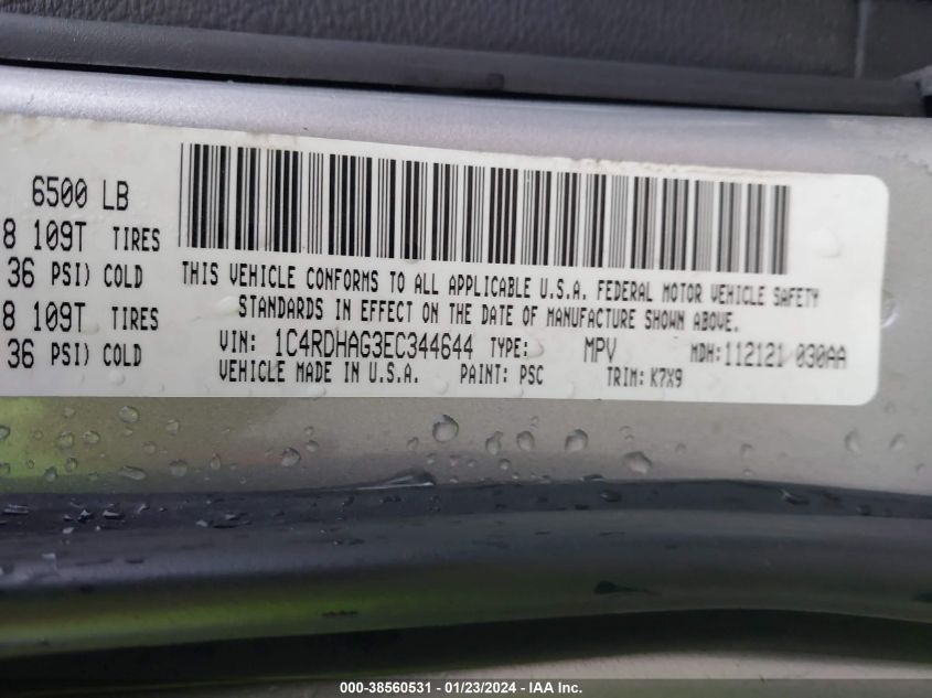 2014 DODGE DURANGO SXT - 1C4RDHAG3EC344644