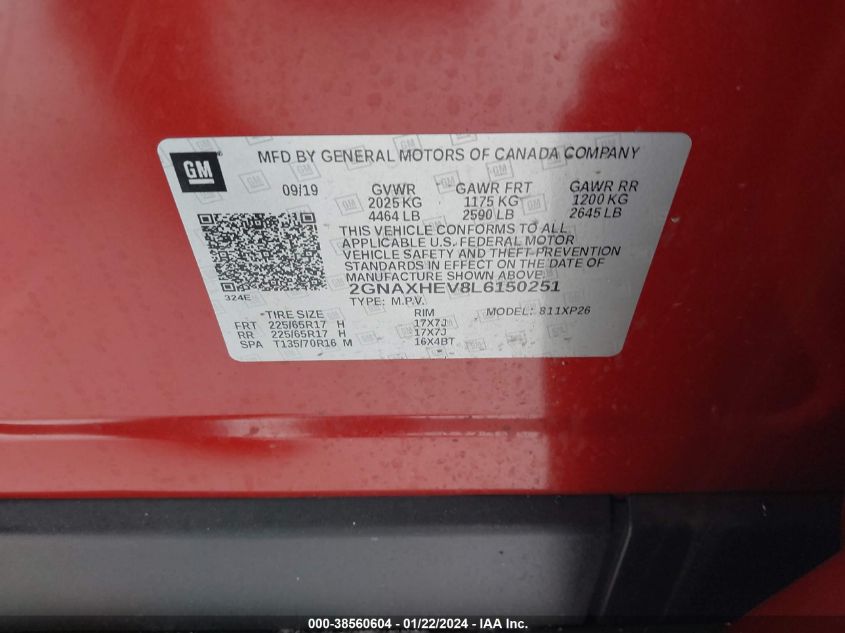 2020 CHEVROLET EQUINOX LS - 2GNAXHEV8L6150251