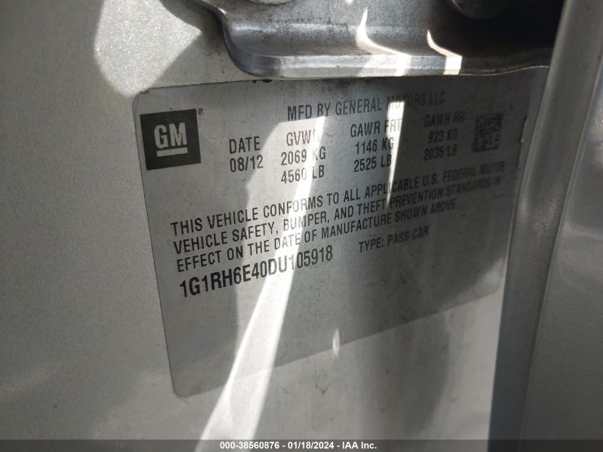 2013 CHEVROLET VOLT - 1G1RH6E40DU105918