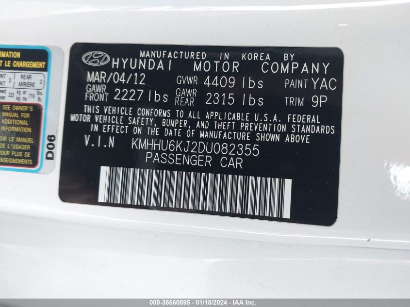 2013 HYUNDAI GENESIS 3.8 GRAND TOURING - KMHHU6KJ2DU082355
