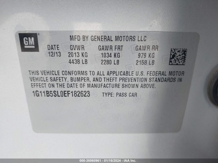 1G11B5SL0EF182623 | 2014 CHEVROLET MALIBU