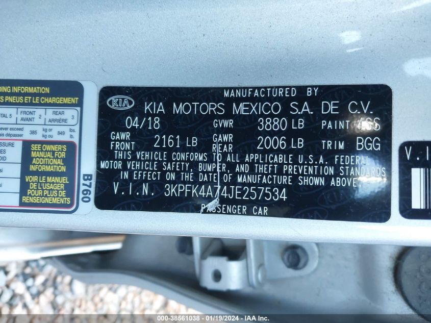 2018 KIA FORTE LX - 3KPFK4A74JE257534