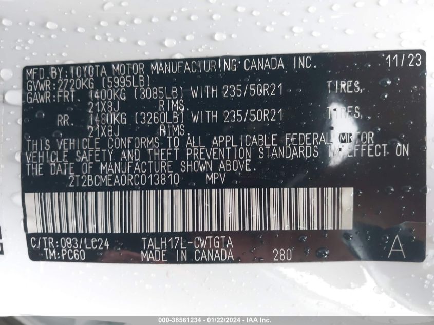 2024 LEXUS RX 500H 500H F SPORT 2T2BCMEA0RC013810
