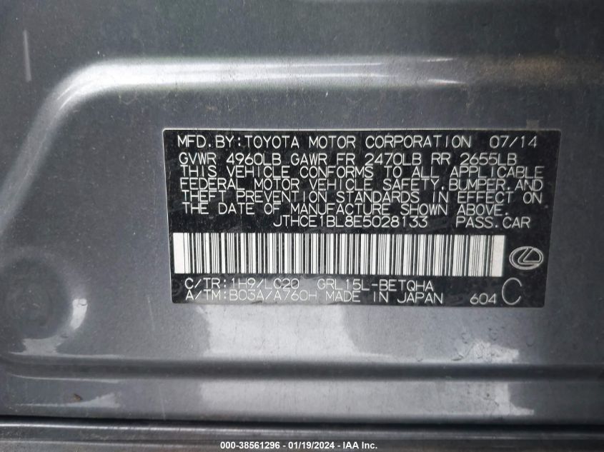 2014 LEXUS GS 350 - JTHCE1BL8E5028133