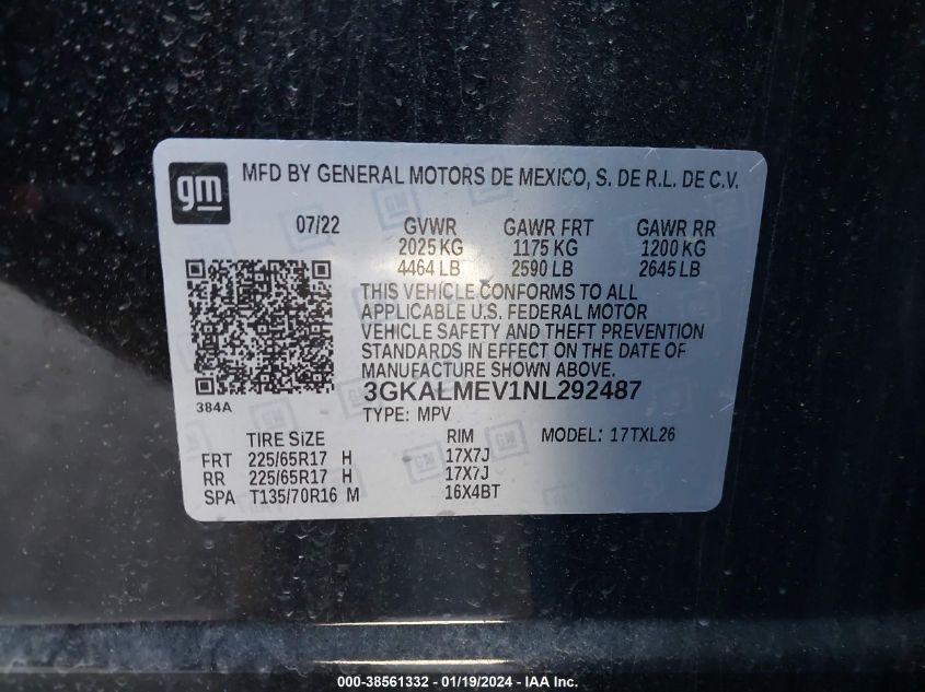 2022 GMC TERRAIN SLE - 3GKALMEV1NL292487