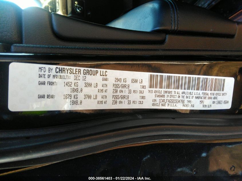 2013 JEEP GRAND CHEROKEE LAREDO - 1C4RJFAG5DC634766