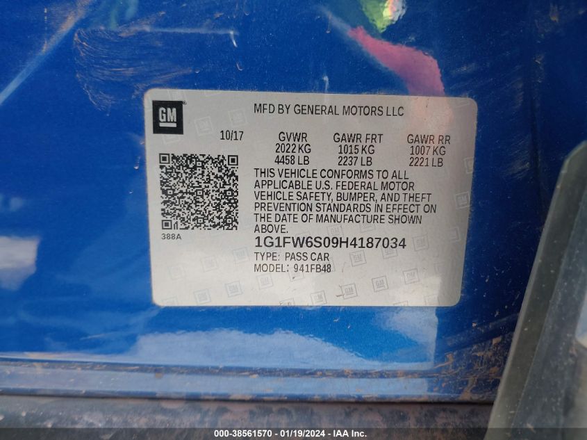 2017 CHEVROLET BOLT EV LT - 1G1FW6S09H4187034