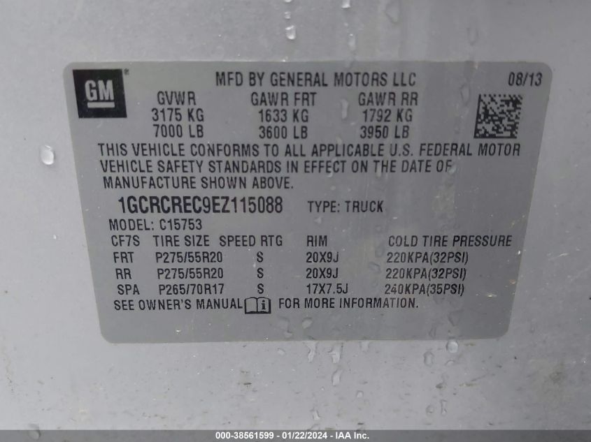 2014 CHEVROLET SILVERADO 1500 1LT - 1GCRCREC9EZ115088