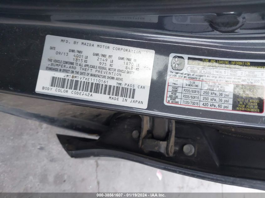 2014 MAZDA MAZDA3 I TOURING - JM1BM1V7XE1110161