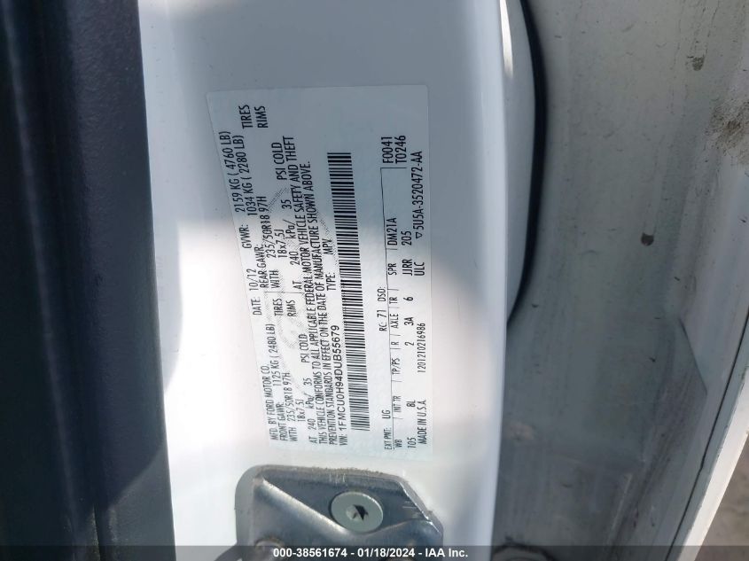2013 FORD ESCAPE SEL - 1FMCU0H94DUB55679