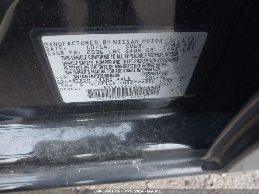 2014 NISSAN SENTRA S - 3N1AB7AP3EL688429