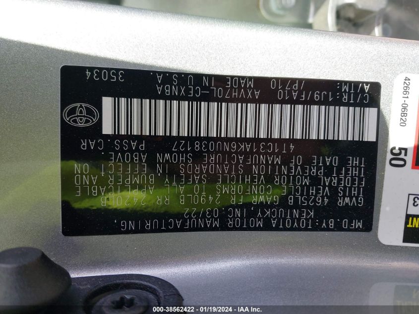 2022 TOYOTA CAMRY LE - 4T1C31AK6NU038127