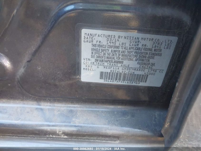 2014 NISSAN SENTRA SV - 3N1AB7APXEL658988