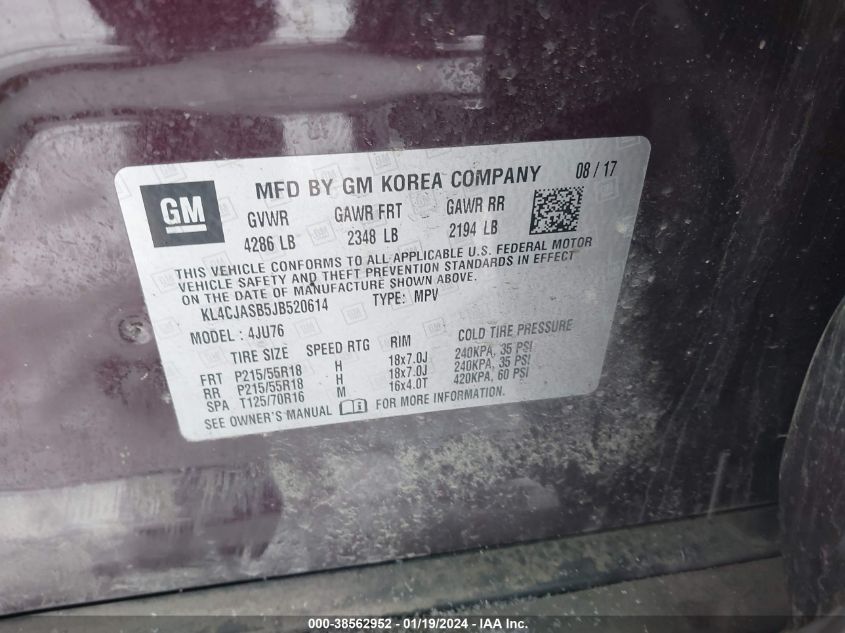 2018 BUICK ENCORE PREFERRED - KL4CJASB5JB520614
