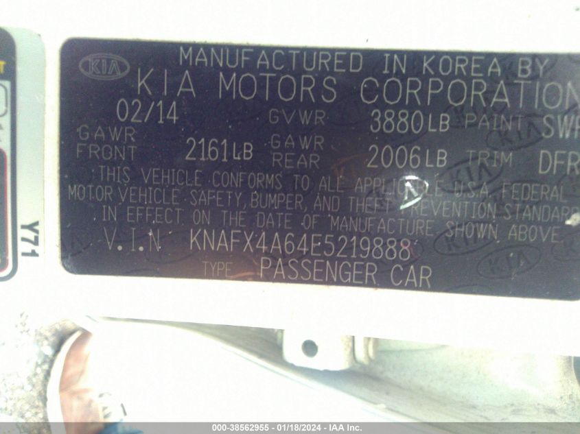 2014 KIA FORTE LX - KNAFX4A64E5219888
