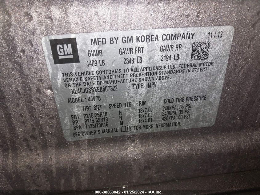 2014 BUICK ENCORE - KL4CJGSBXEB607322