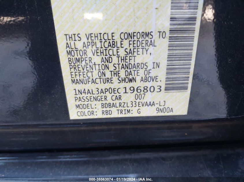 2014 NISSAN ALTIMA 2.5 S - 1N4AL3AP0EC196803