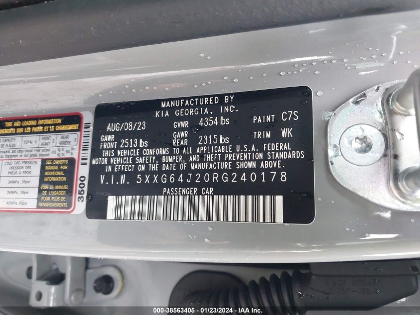 2024 KIA K5 GT LINE - 5XXG64J20RG240178