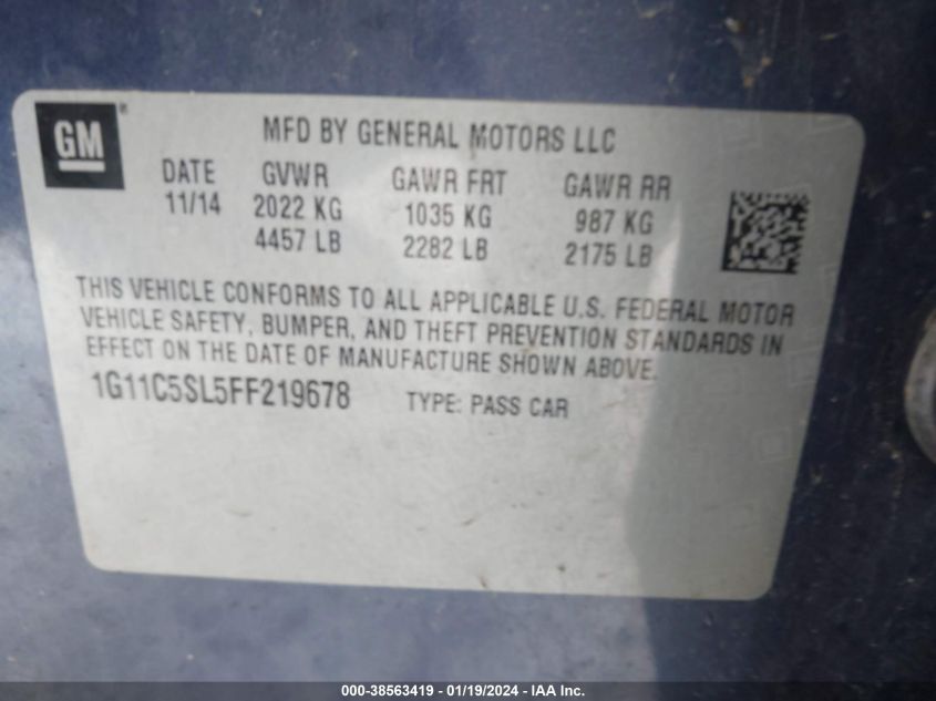 2015 CHEVROLET MALIBU 1LT - 1G11C5SL5FF219678