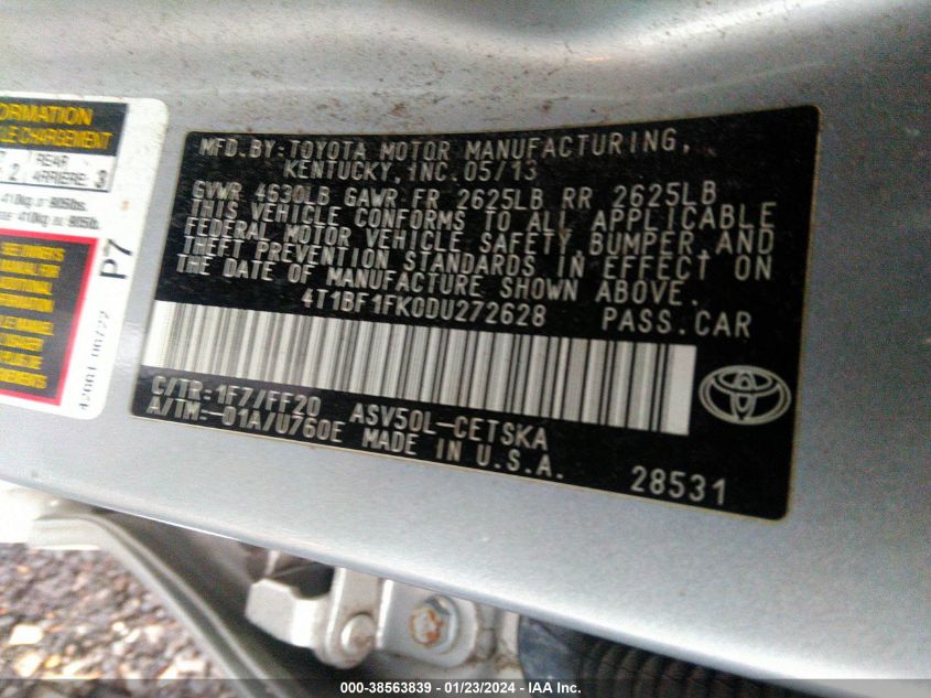 2013 TOYOTA CAMRY SE - 4T1BF1FK0DU272628