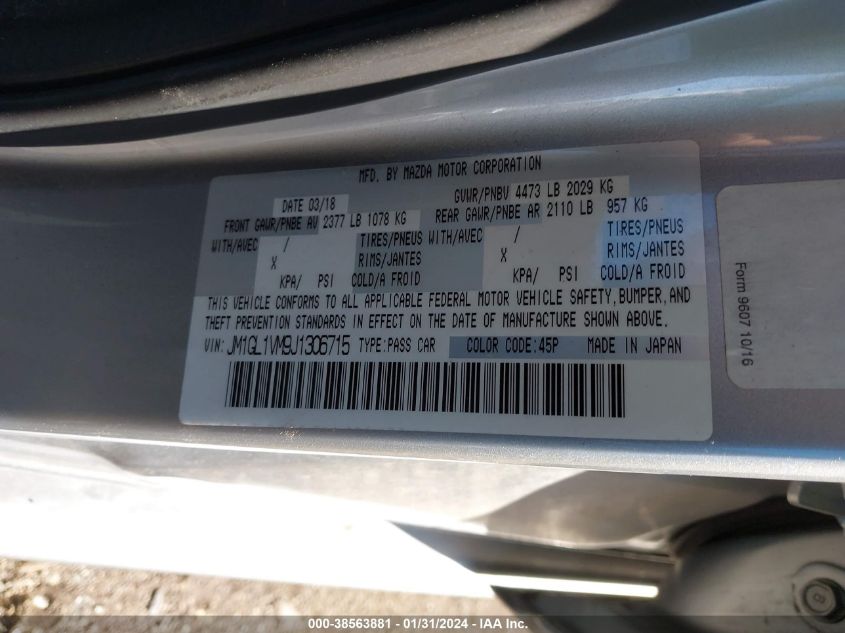 2018 MAZDA MAZDA6 TOURING - JM1GL1VM9J1306715