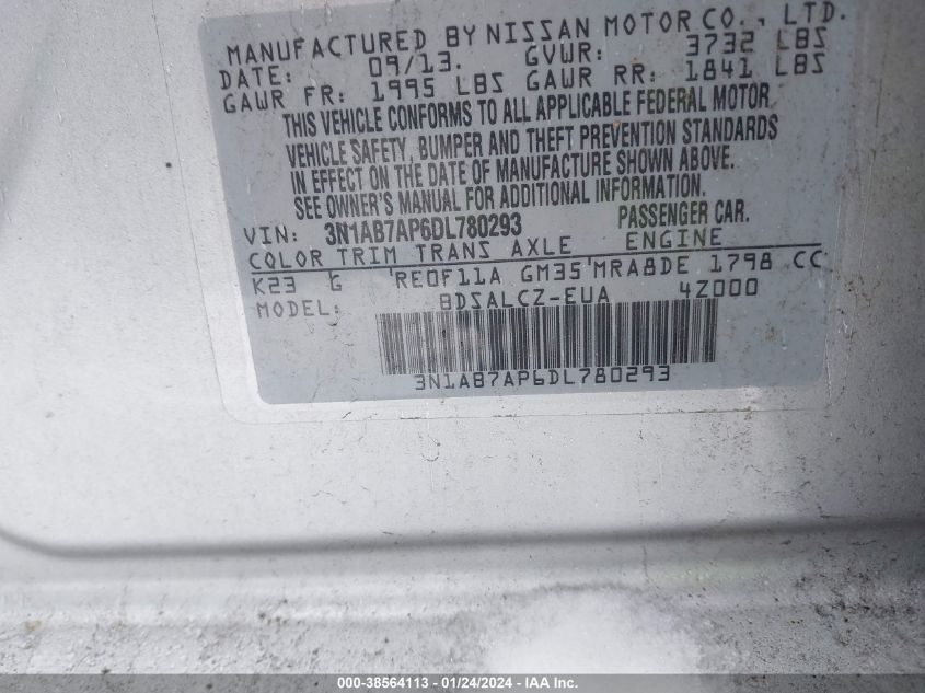 2013 NISSAN SENTRA FE+ S - 3N1AB7AP6DL780293