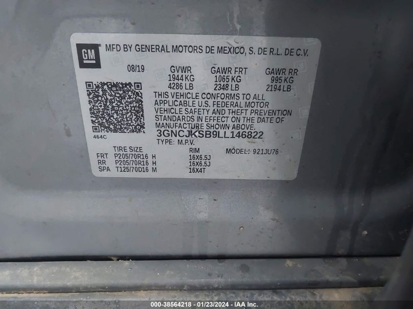 2020 CHEVROLET TRAX LS - 3GNCJKSB9LL146822
