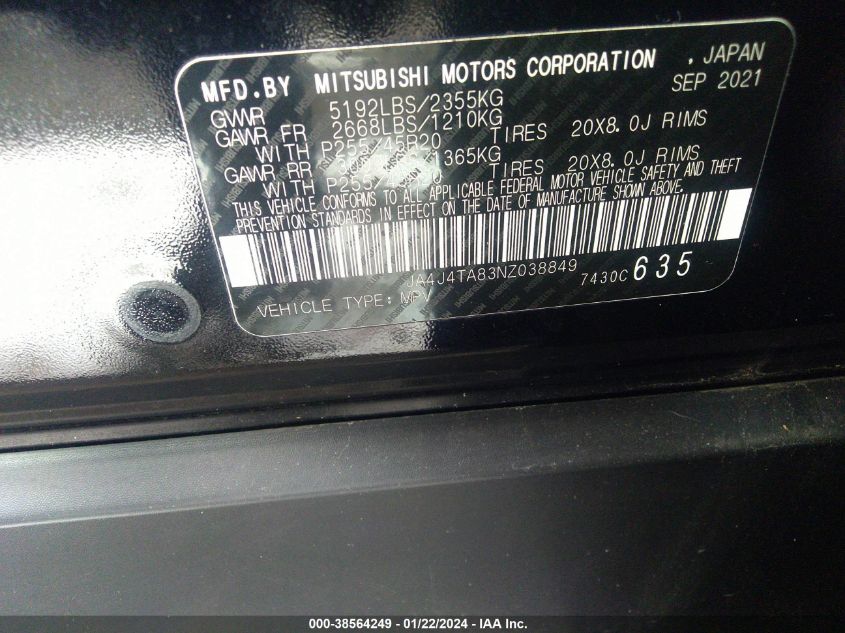 2022 MITSUBISHI OUTLANDER ES - JA4J4TA83NZ038849