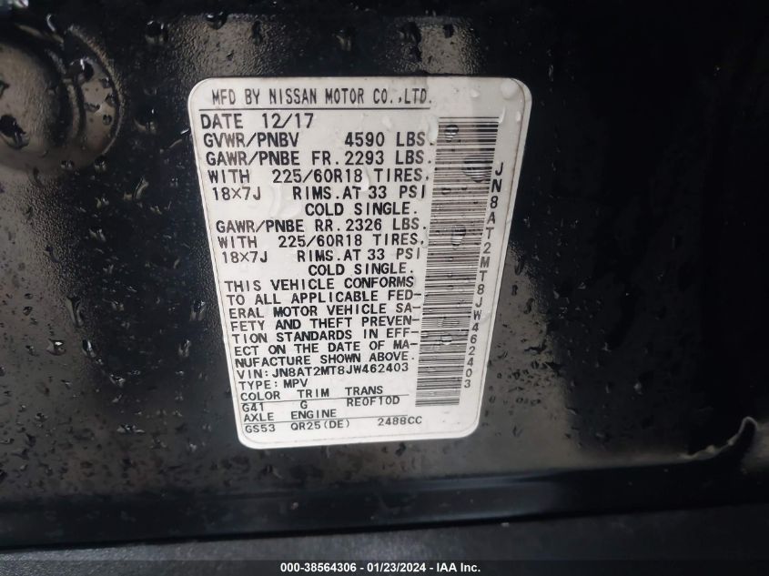 2018 NISSAN ROGUE SL - JN8AT2MT8JW462403