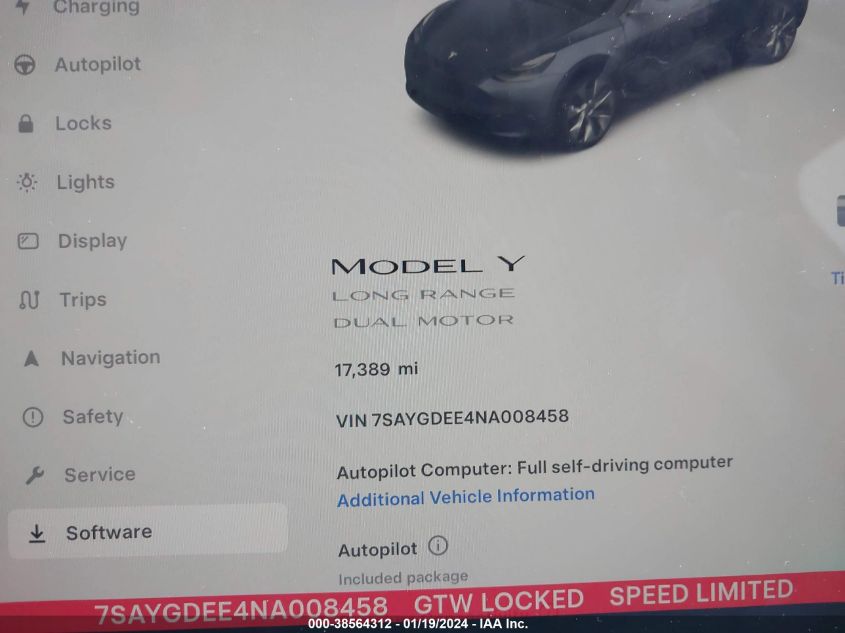 2022 TESLA MODEL Y LONG RANGE DUAL MOTOR ALL-WHEEL DRIVE - 7SAYGDEE4NA008458