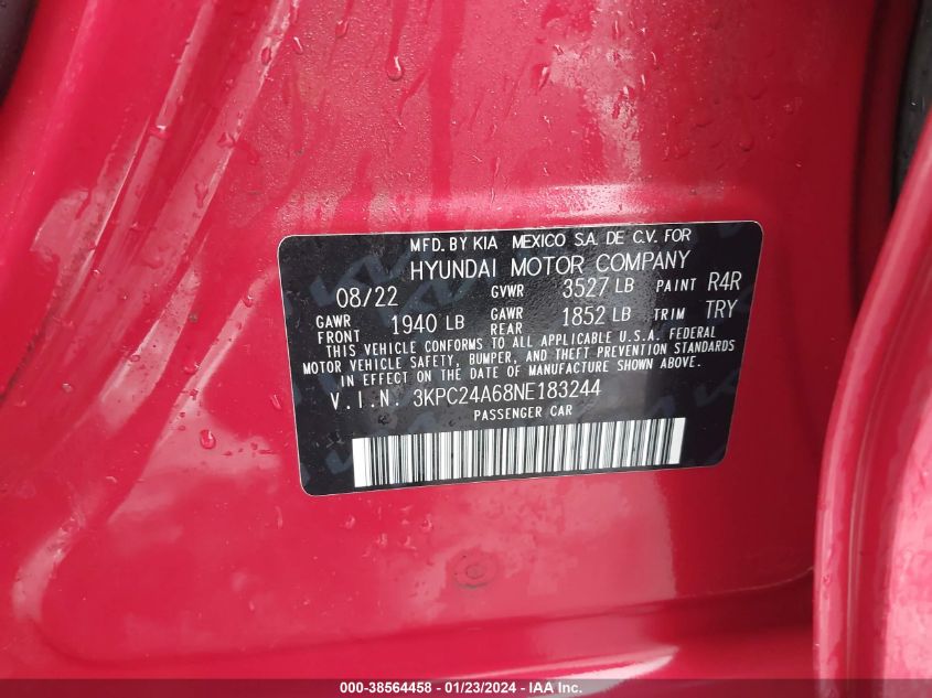 2022 HYUNDAI ACCENT SE - 3KPC24A68NE183244
