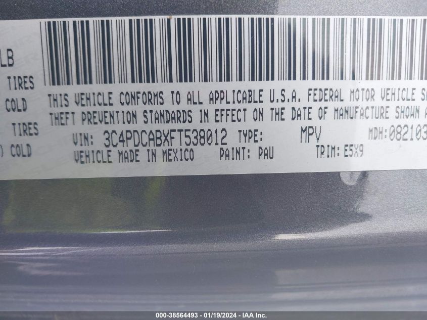 2015 DODGE JOURNEY SE - 3C4PDCABXFT538012
