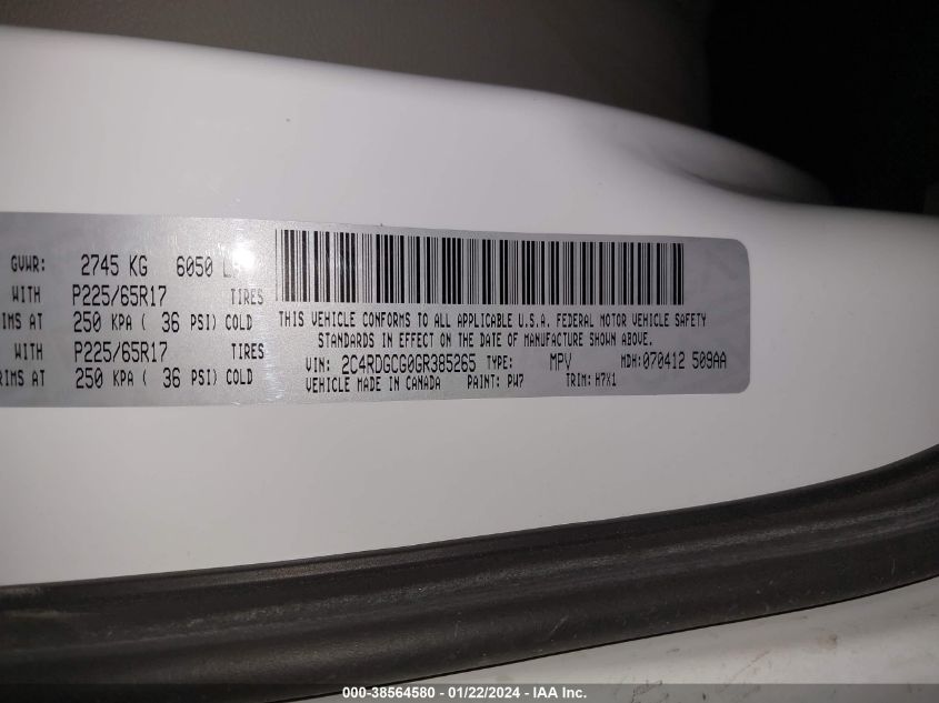 2016 DODGE GRAND CARAVAN SXT - 2C4RDGCG0GR385265