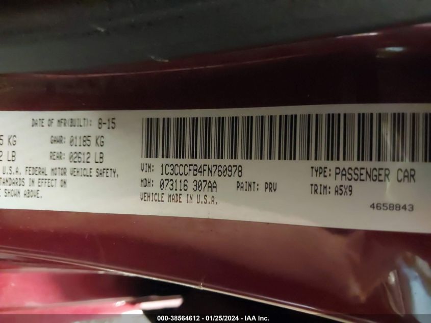 2015 CHRYSLER 200 LX - 1C3CCCFB4FN760978