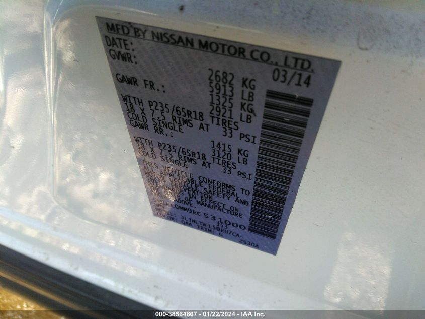 2014 INFINITI QX60 - 5N1AL0MM9EC531000