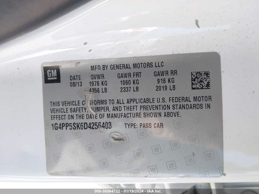 2013 BUICK VERANO - 1G4PP5SK6D4256403